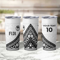 Custom Fijian Rugby Tumbler Cup Tapa Pattern and Palm Tree Tribal LT03 - Polynesian Pride