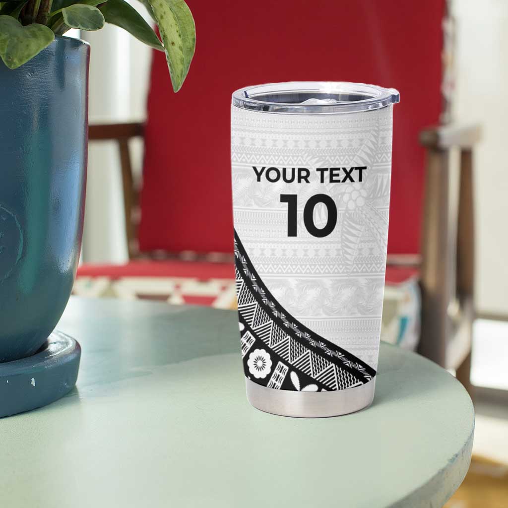 Custom Fijian Rugby Tumbler Cup Tapa Pattern and Palm Tree Tribal LT03 - Polynesian Pride