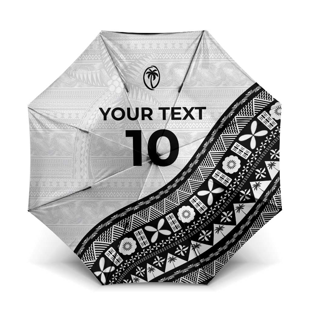 Custom Fijian Rugby Umbrella Tapa Pattern and Palm Tree Tribal