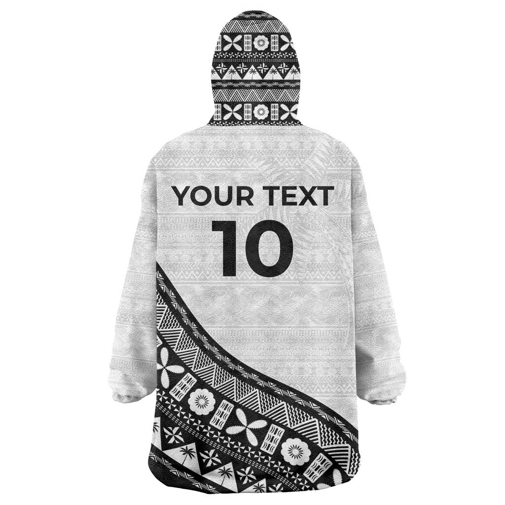 Custom Fijian Rugby Wearable Blanket Hoodie Tapa Pattern and Palm Tree Tribal LT03 - Polynesian Pride