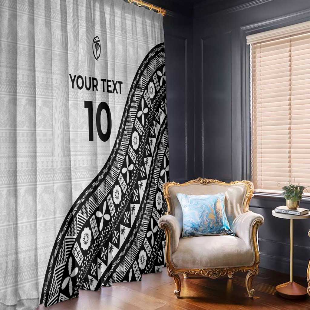Custom Fijian Rugby Window Curtain Tapa Pattern and Palm Tree Tribal LT03 - Polynesian Pride