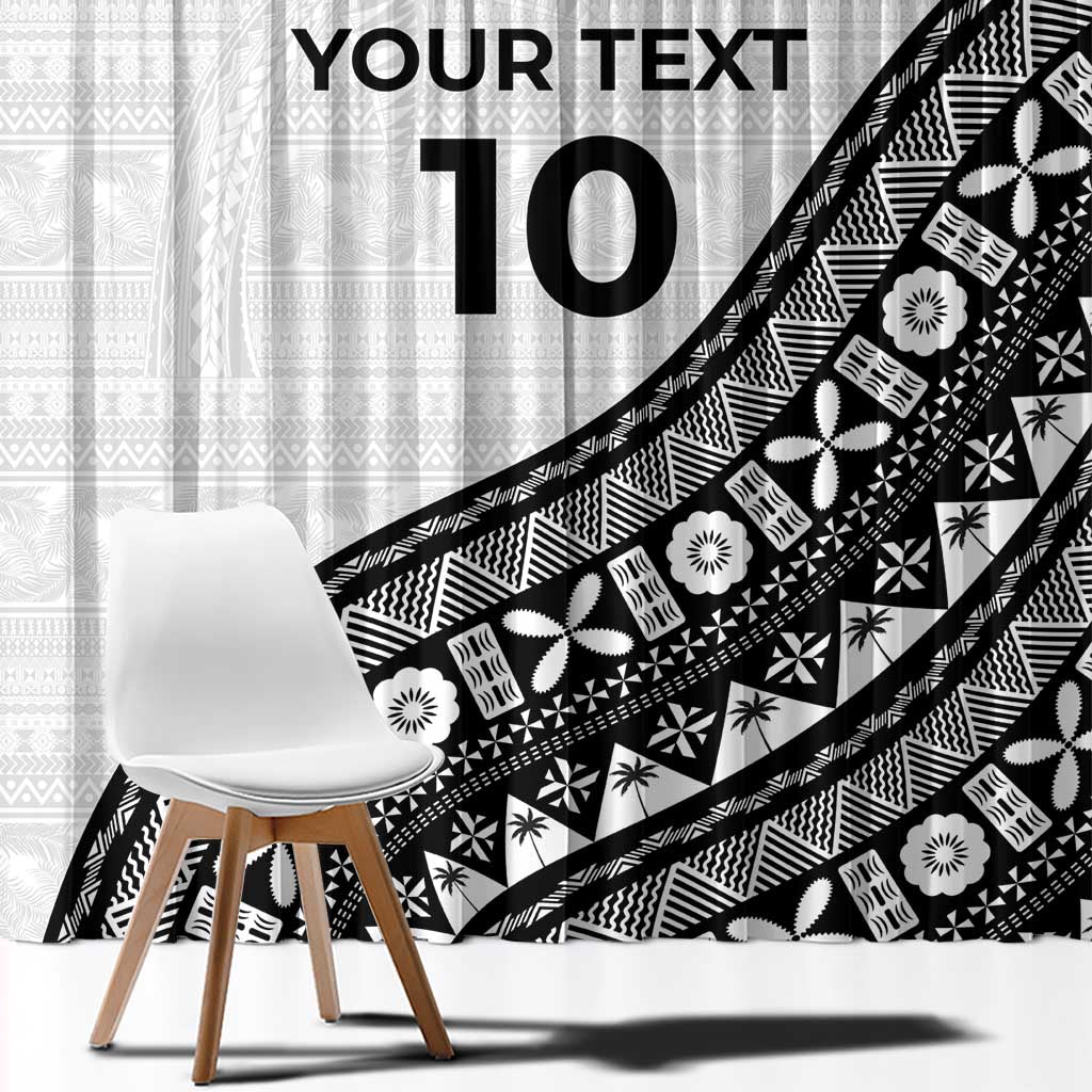 Custom Fijian Rugby Window Curtain Tapa Pattern and Palm Tree Tribal LT03 - Polynesian Pride
