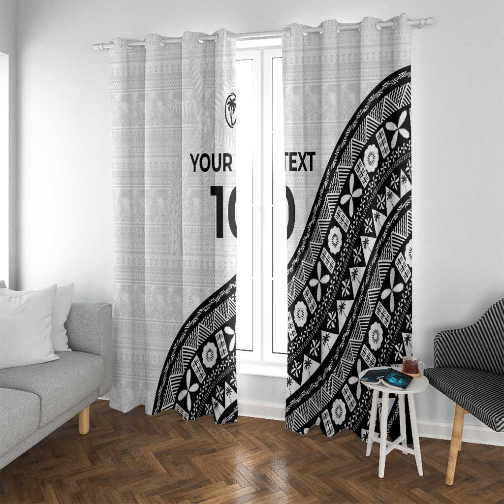 Custom Fijian Rugby Window Curtain Tapa Pattern and Palm Tree Tribal LT03 With Grommets White - Polynesian Pride