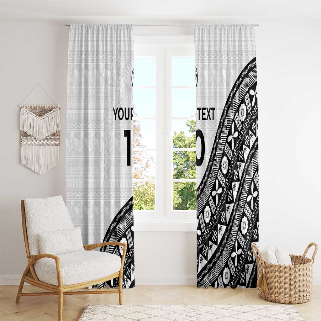 Custom Fijian Rugby Window Curtain Tapa Pattern and Palm Tree Tribal LT03 - Polynesian Pride