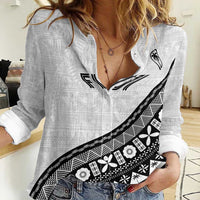 Custom Fijian Rugby Women Casual Shirt Tapa Pattern and Palm Tree Tribal LT03 Female White - Polynesian Pride
