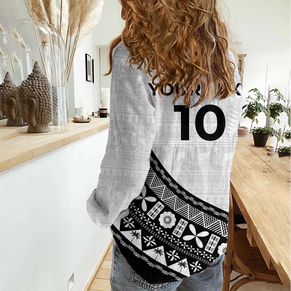 Custom Fijian Rugby Women Casual Shirt Tapa Pattern and Palm Tree Tribal LT03 - Polynesian Pride