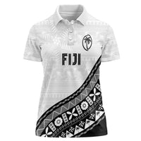 Custom Fijian Rugby Women Polo Shirt Tapa Pattern and Palm Tree Tribal LT03 Female White - Polynesian Pride