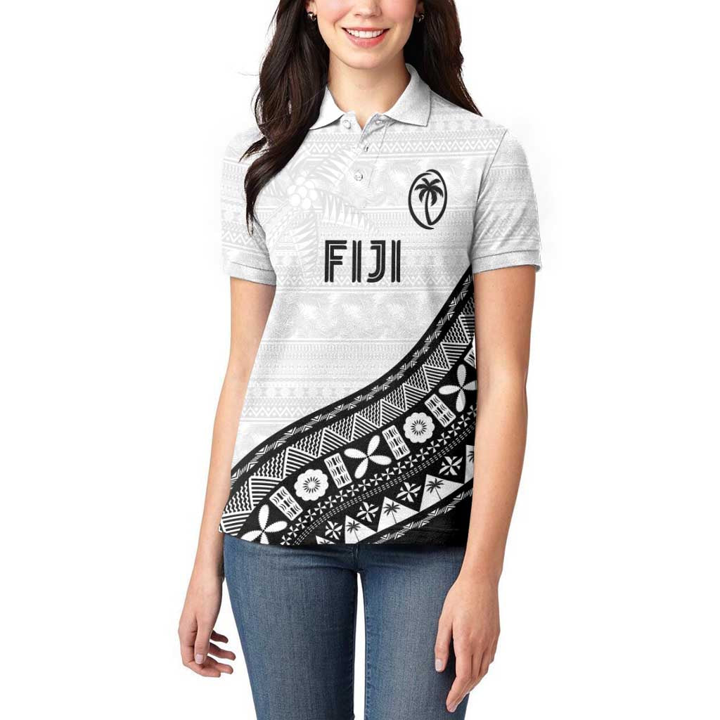 Custom Fijian Rugby Women Polo Shirt Tapa Pattern and Palm Tree Tribal LT03 - Polynesian Pride