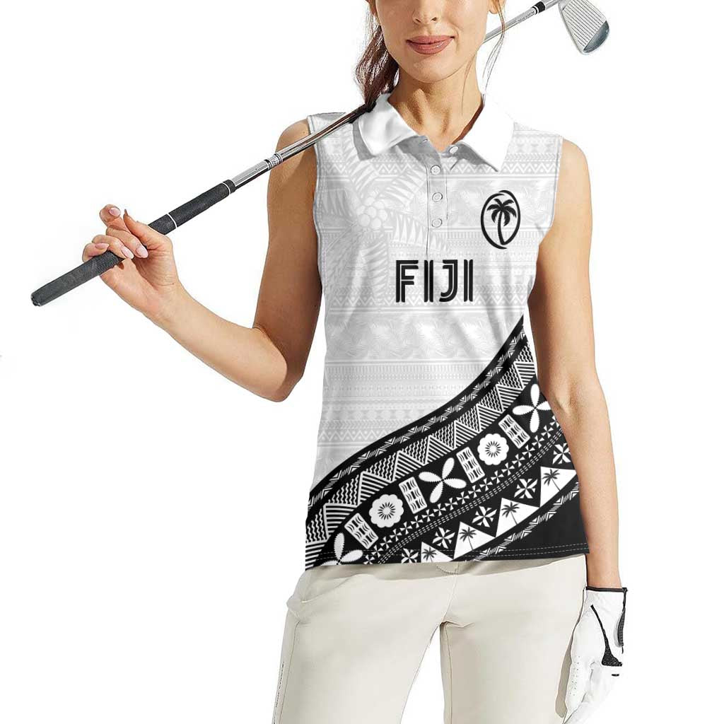 Custom Fijian Rugby Women Sleeveless Polo Shirt Tapa Pattern and Palm Tree Tribal LT03 - Polynesian Pride