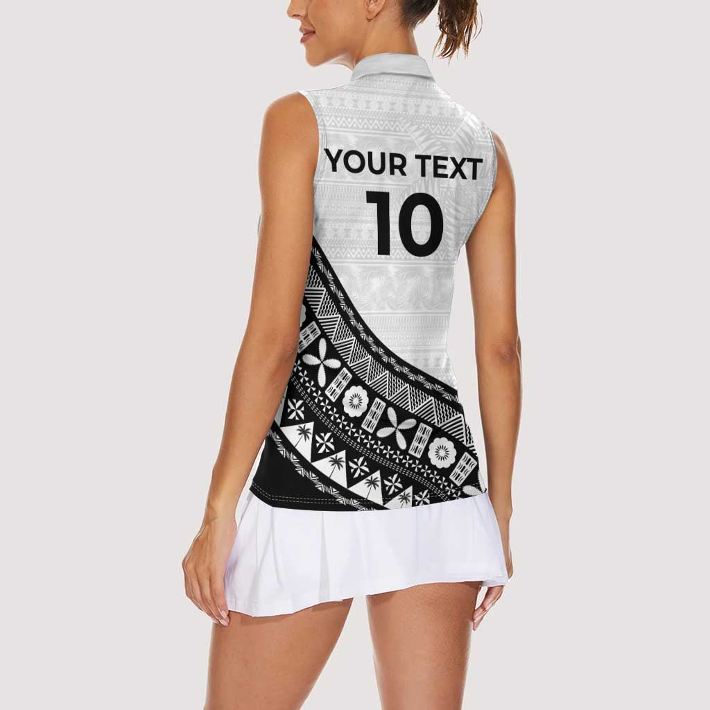 Custom Fijian Rugby Women Sleeveless Polo Shirt Tapa Pattern and Palm Tree Tribal LT03 - Polynesian Pride