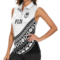 Custom Fijian Rugby Women Sleeveless Polo Shirt Tapa Pattern and Palm Tree Tribal LT03 - Polynesian Pride