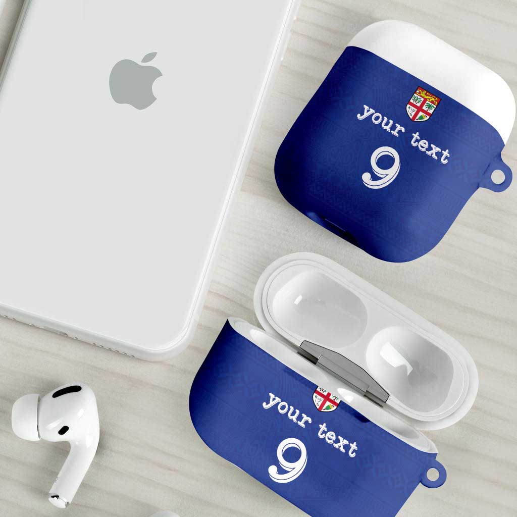 Custom Fijian Football AirPods Case Tapa Pattern and Shark Tribal LT03 - Polynesian Pride