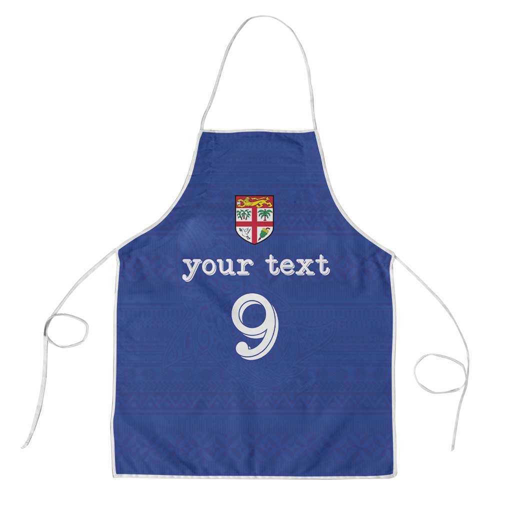 Custom Fijian Football Apron Tapa Pattern and Shark Tribal LT03 Blue - Polynesian Pride
