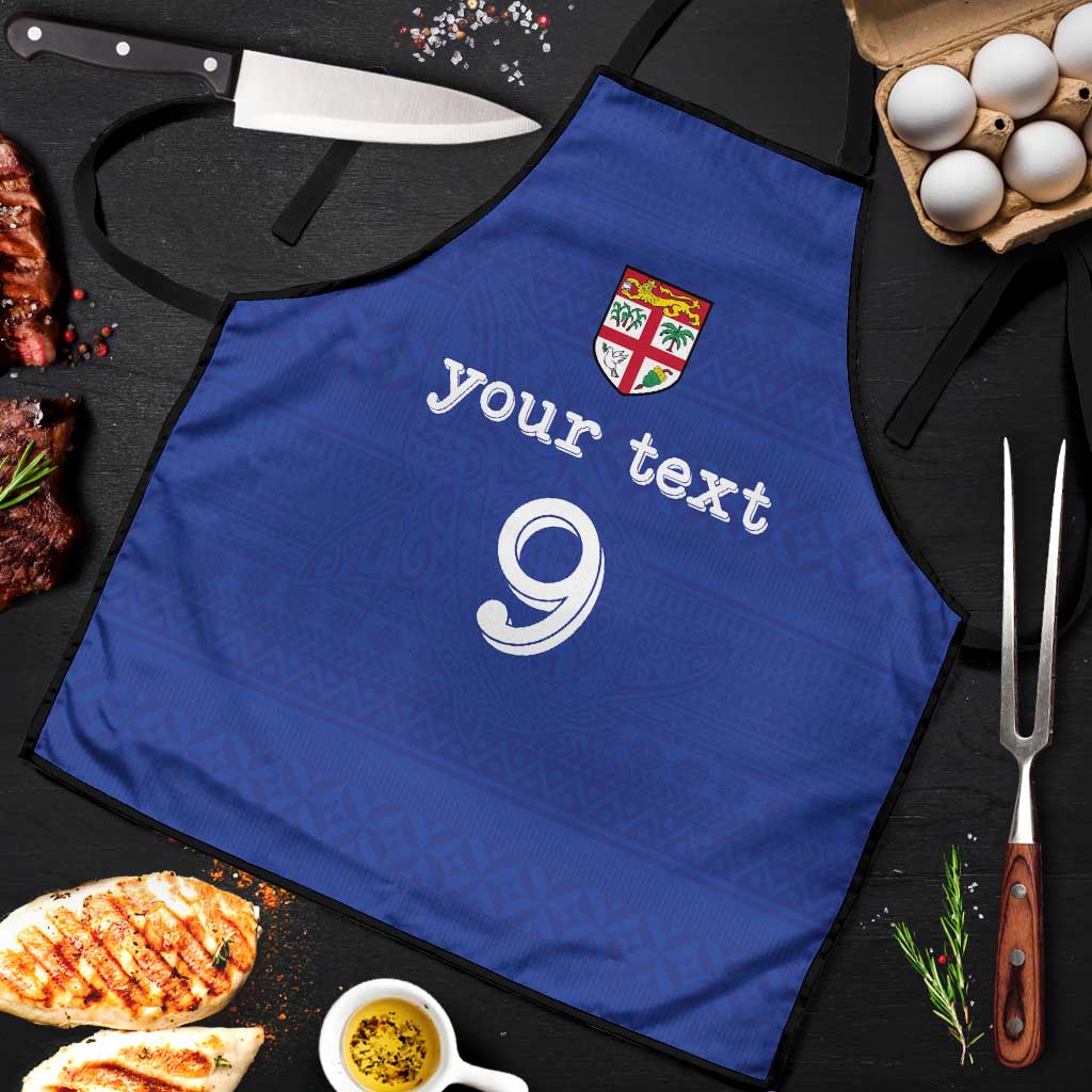 Custom Fijian Football Apron Tapa Pattern and Shark Tribal LT03 Blue - Polynesian Pride