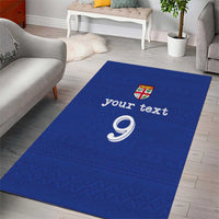 Custom Fijian Football Area Rug Tapa Pattern and Shark Tribal
