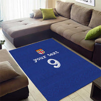 Custom Fijian Football Area Rug Tapa Pattern and Shark Tribal