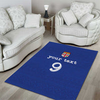Custom Fijian Football Area Rug Tapa Pattern and Shark Tribal