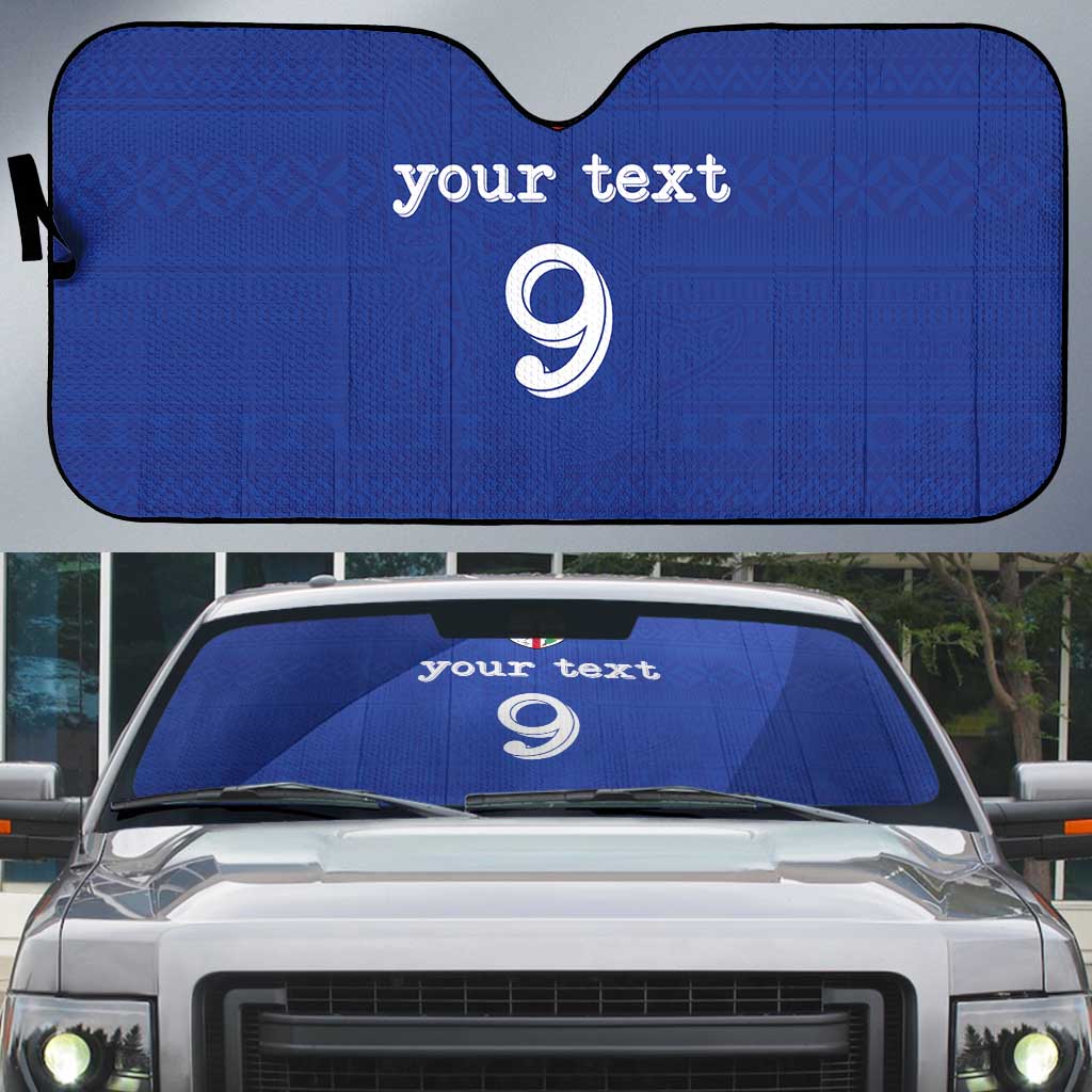 Custom Fijian Football Auto Sun Shade Tapa Pattern and Shark Tribal