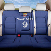 Custom Fijian Football Back Car Seat Cover Tapa Pattern and Shark Tribal LT03 One Size Blue - Polynesian Pride