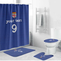 Custom Fijian Football Bathroom Set Tapa Pattern and Shark Tribal LT03 Bathroom Set (4 pcs) Blue - Polynesian Pride