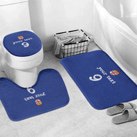 Custom Fijian Football Bathroom Set Tapa Pattern and Shark Tribal LT03 Mat Set Only (3 pcs) One Size Blue - Polynesian Pride