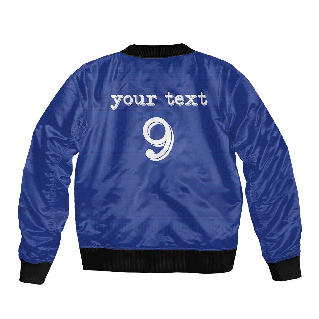 Custom Fijian Football Bomber Jacket Tapa Pattern and Shark Tribal LT03 - Polynesian Pride