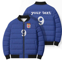 Custom Fijian Football Bomber Puffer Jacket Tapa Pattern and Shark Tribal LT03 - Polynesian Pride