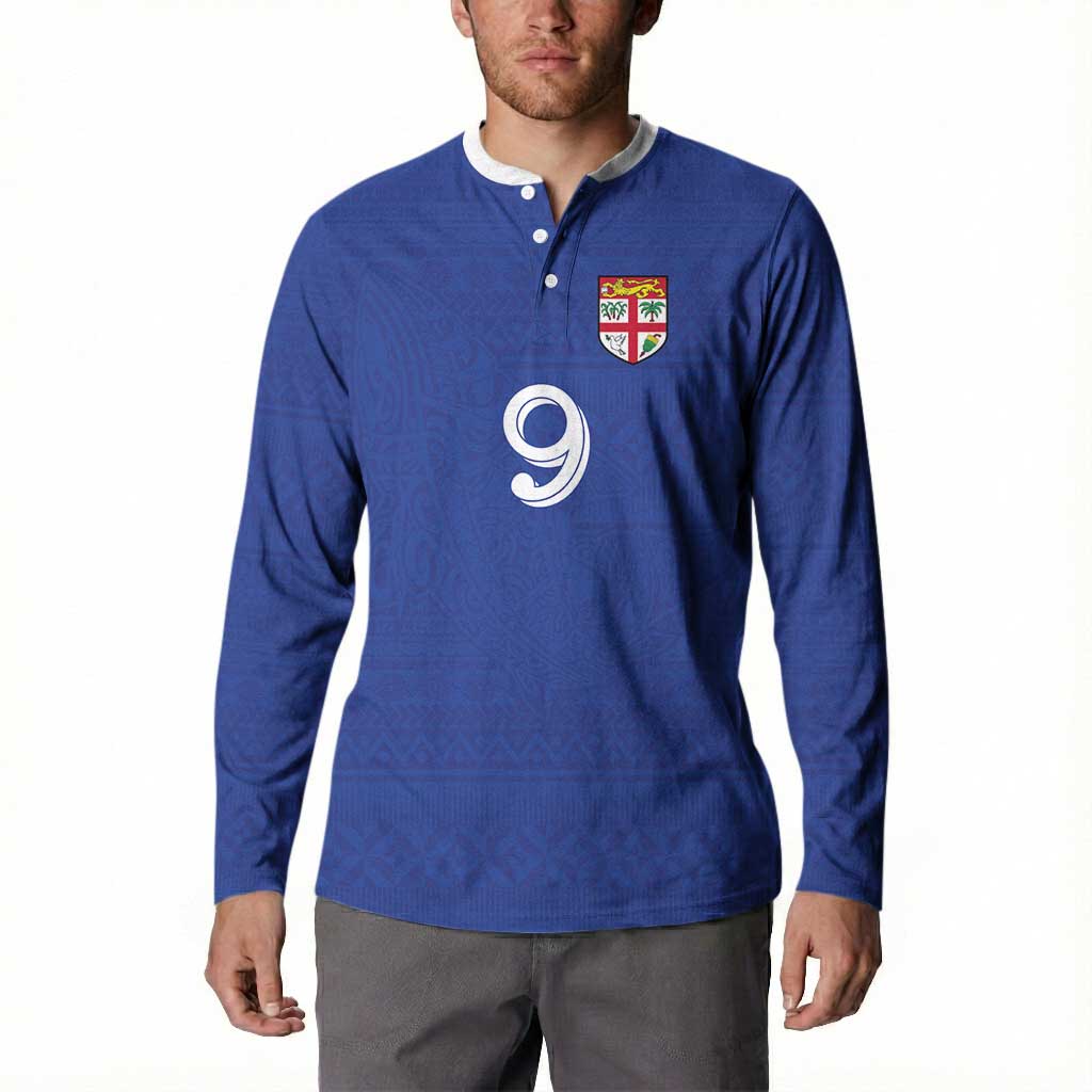 Custom Fijian Football Button Sweatshirt Tapa Pattern and Shark Tribal LT03 - Polynesian Pride