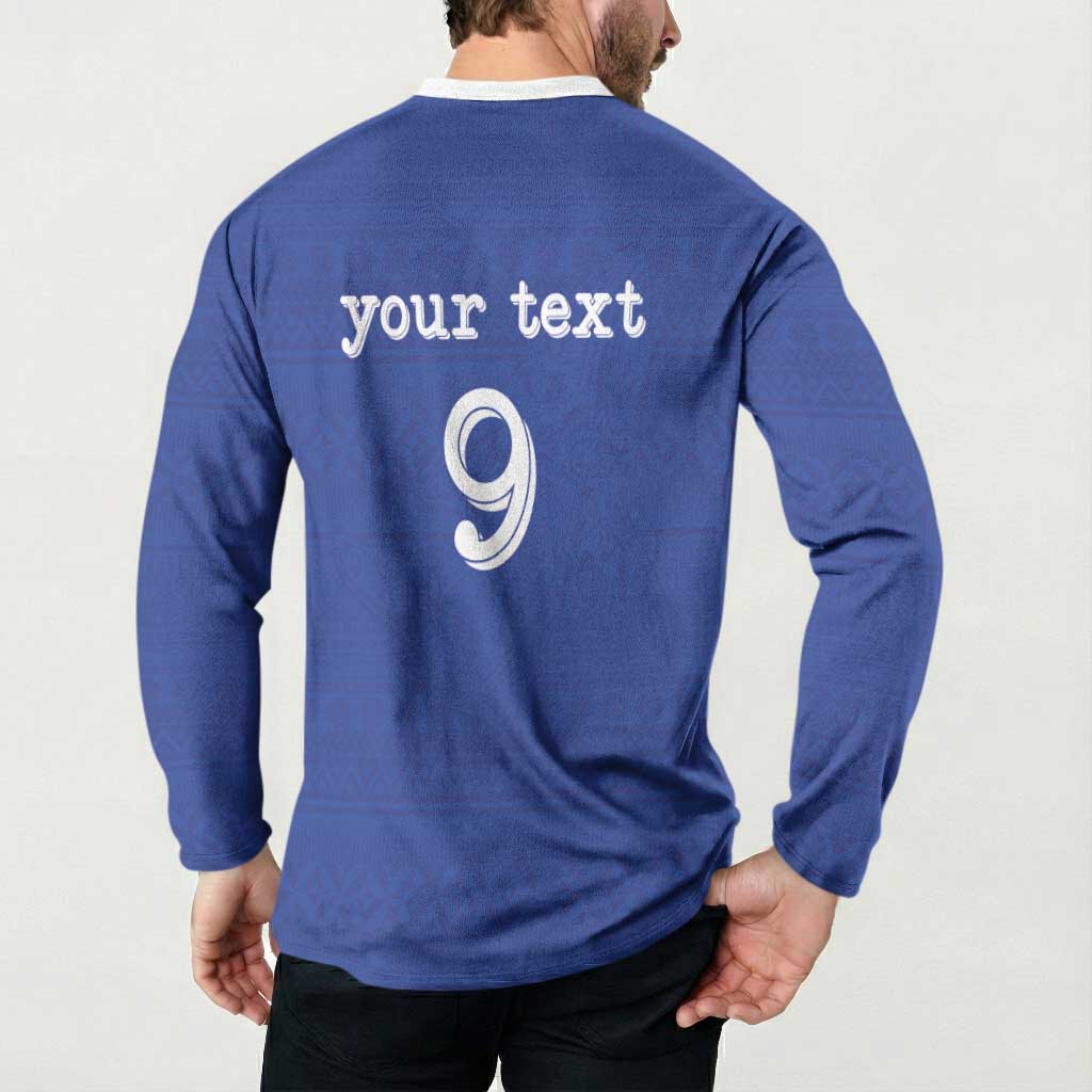 Custom Fijian Football Button Sweatshirt Tapa Pattern and Shark Tribal LT03 - Polynesian Pride