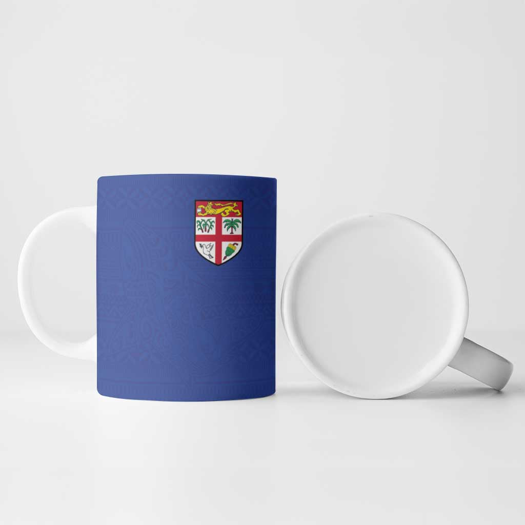 Custom Fijian Football Ceramic Mug Tapa Pattern and Shark Tribal LT03 - Polynesian Pride