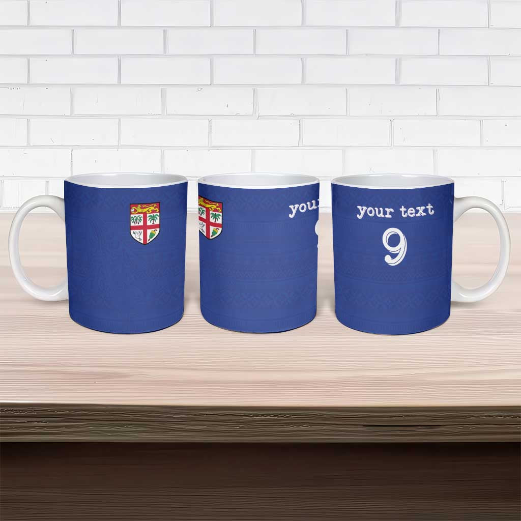 Custom Fijian Football Ceramic Mug Tapa Pattern and Shark Tribal LT03 - Polynesian Pride