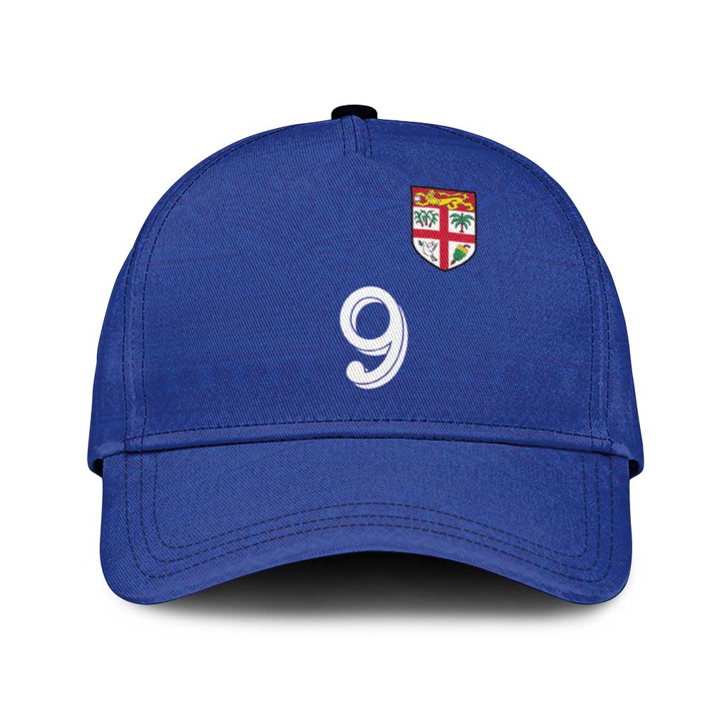 Custom Fijian Football Classic Cap Tapa Pattern and Shark Tribal LT03 Universal Fit Blue - Polynesian Pride