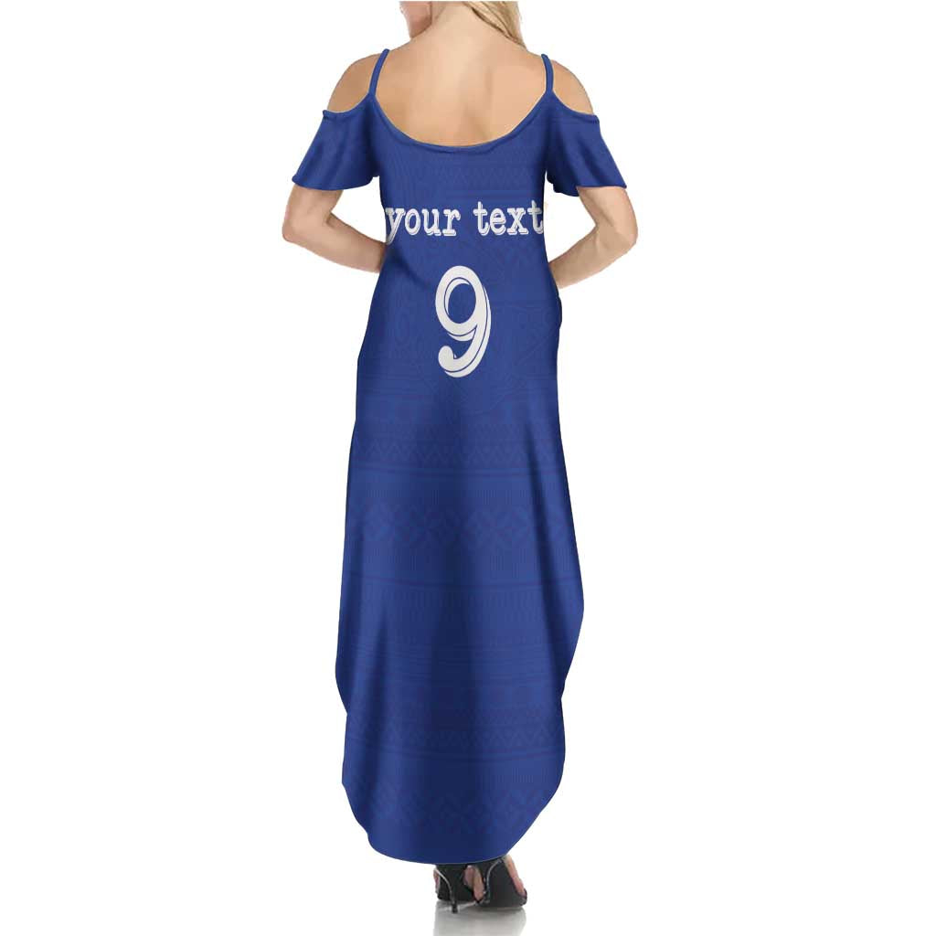 Custom Fijian Football Family Matching Summer Maxi Dress and Hawaiian Shirt Tapa Pattern and Shark Tribal