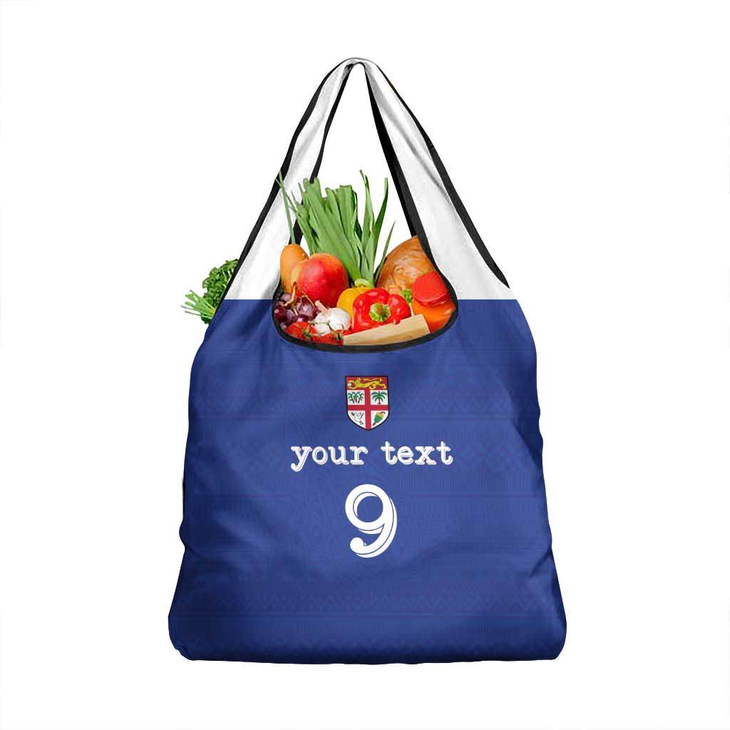 Custom Fijian Football Grocery Bag Tapa Pattern and Shark Tribal LT03 1-pack One Size Blue - Polynesian Pride