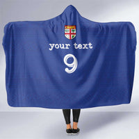 Custom Fijian Football Hooded Blanket Tapa Pattern and Shark Tribal LT03 One Size Blue - Polynesian Pride