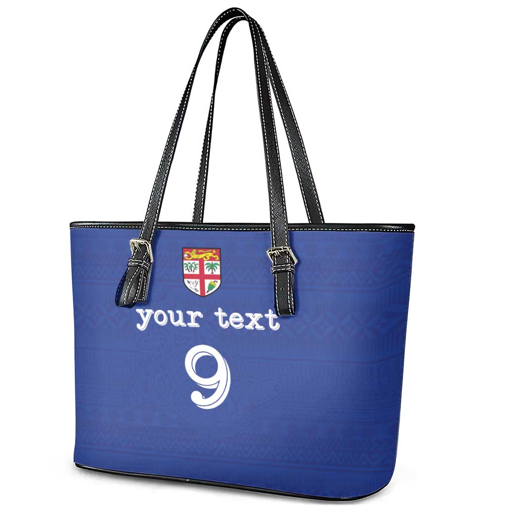 Custom Fijian Football Leather Tote Bag Tapa Pattern and Shark Tribal LT03 - Polynesian Pride