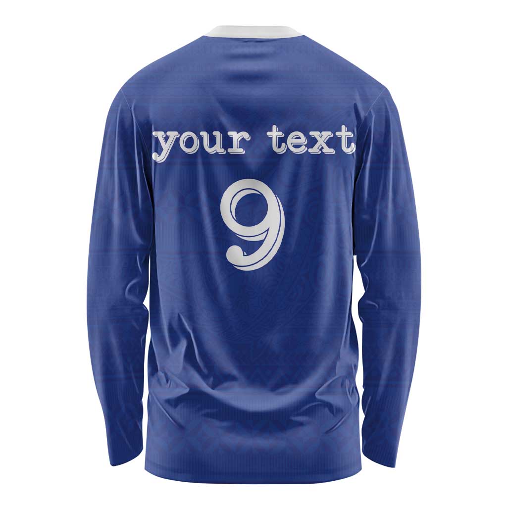 Custom Fijian Football Long Sleeve Shirt Tapa Pattern and Shark Tribal LT03 - Polynesian Pride