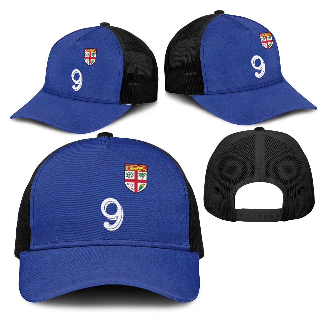 Custom Fijian Football Mesh Trucker Cap Tapa Pattern and Shark Tribal LT03 - Polynesian Pride
