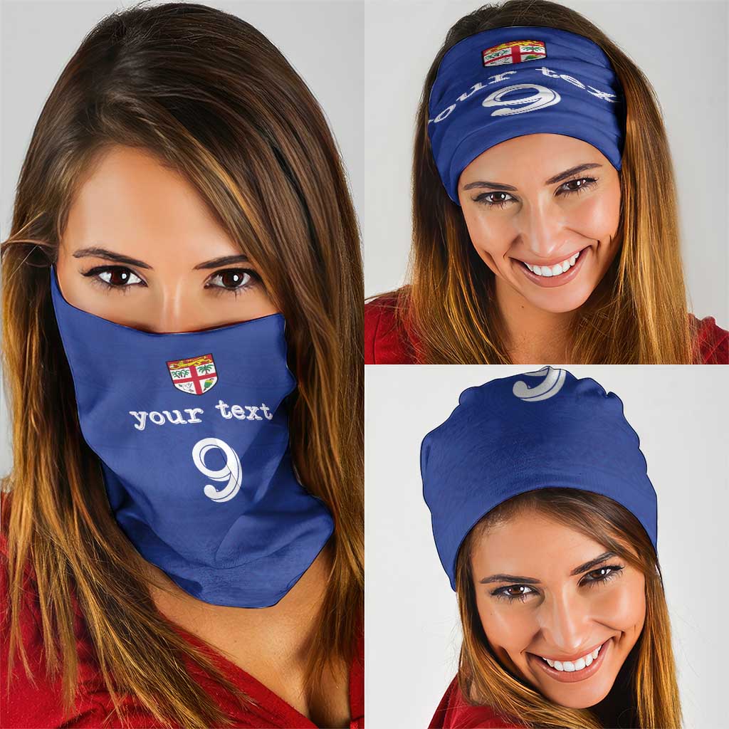 Custom Fijian Football Neck Gaiter Tapa Pattern and Shark Tribal