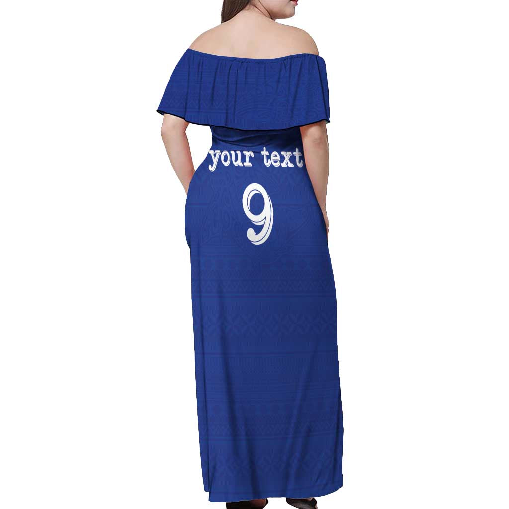 Custom Fijian Football Off Shoulder Maxi Dress Tapa Pattern and Shark Tribal LT03 - Polynesian Pride