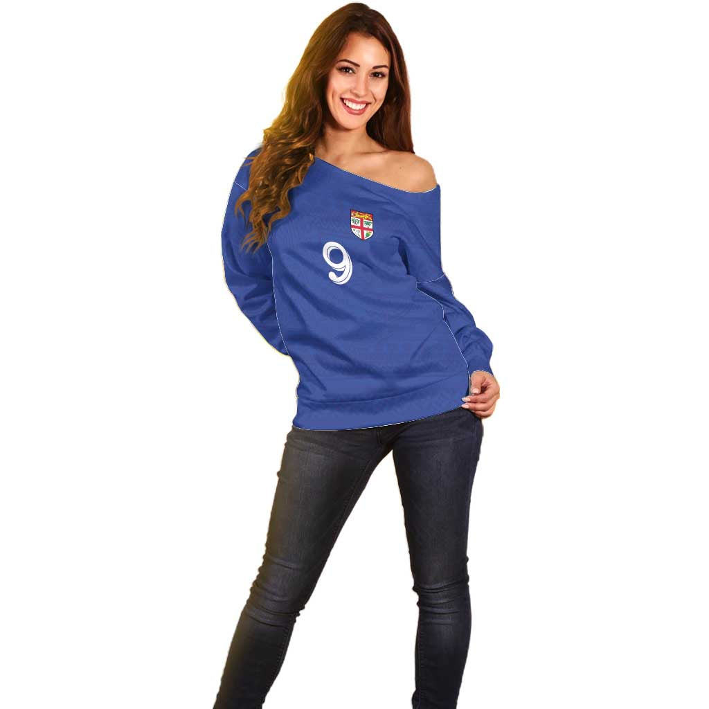 Custom Fijian Football Off Shoulder Sweater Tapa Pattern and Shark Tribal LT03 - Polynesian Pride