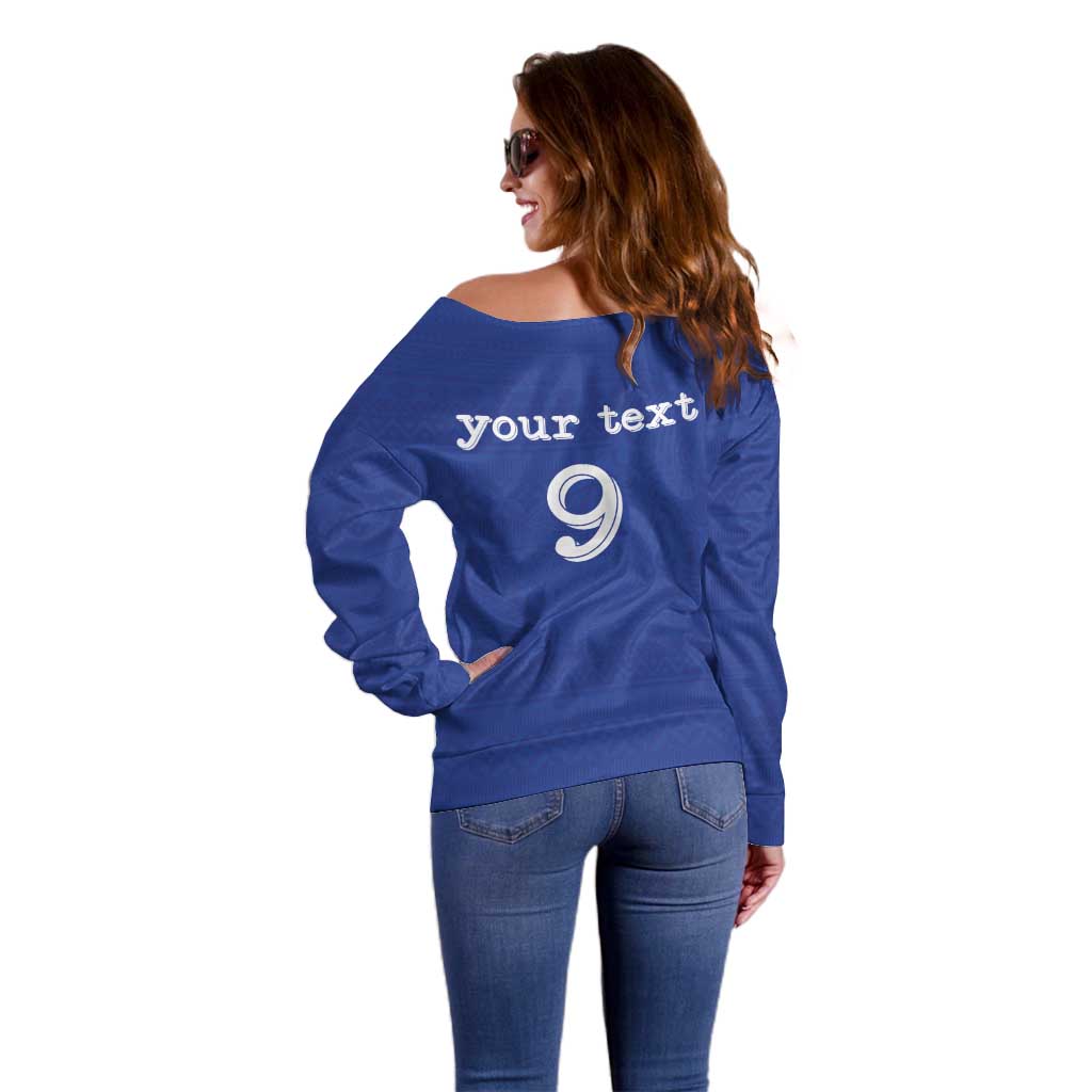 Custom Fijian Football Off Shoulder Sweater Tapa Pattern and Shark Tribal LT03 - Polynesian Pride