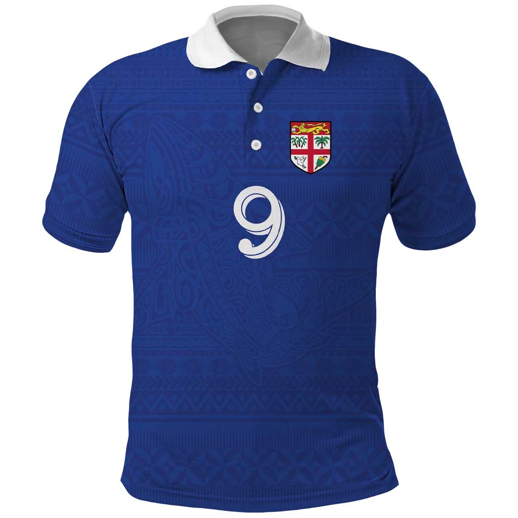 Custom Fijian Football Polo Shirt Tapa Pattern and Shark Tribal
