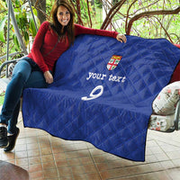 Custom Fijian Football Quilt Tapa Pattern and Shark Tribal
