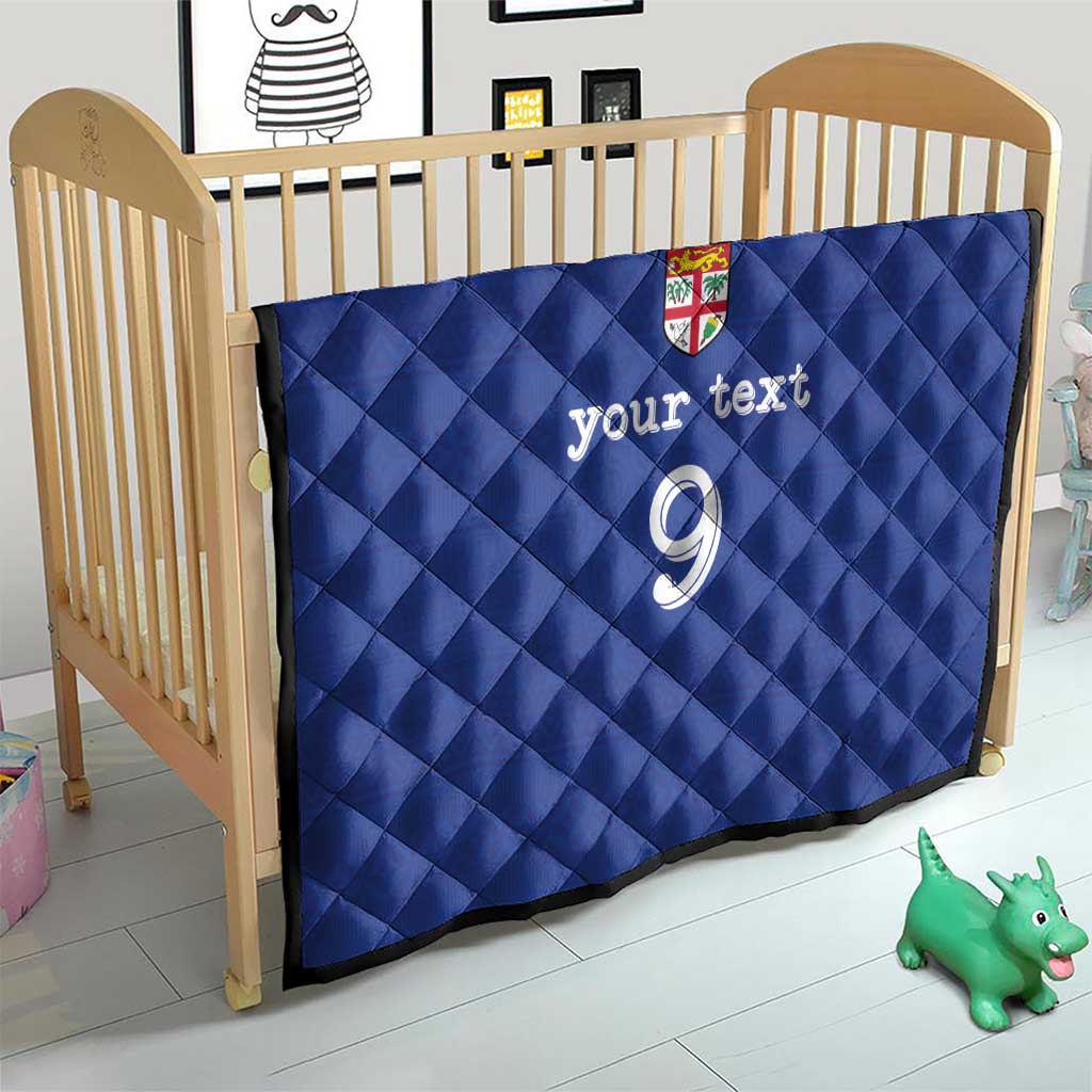 Custom Fijian Football Quilt Tapa Pattern and Shark Tribal
