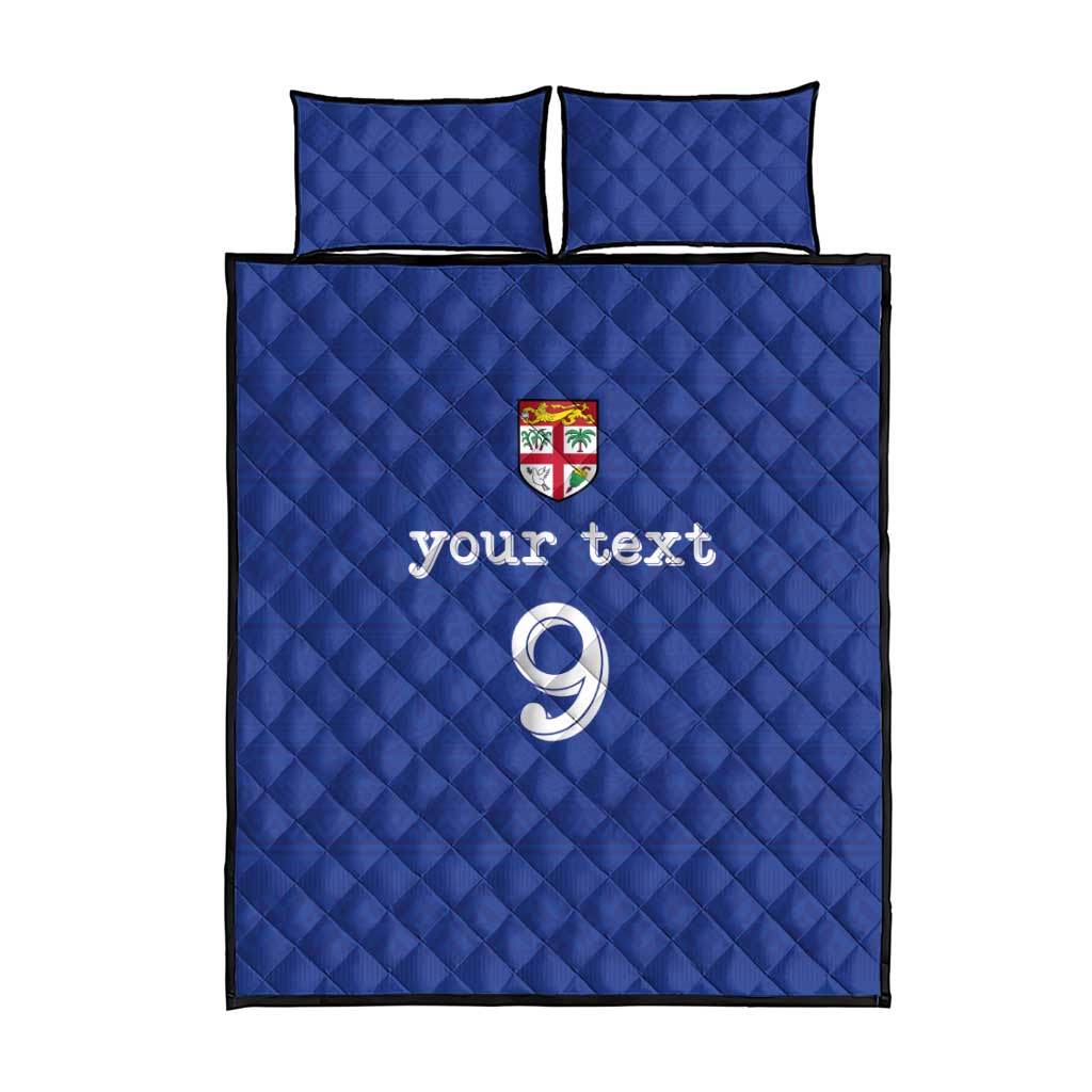 Custom Fijian Football Quilt Bed Set Tapa Pattern and Shark Tribal LT03 - Polynesian Pride