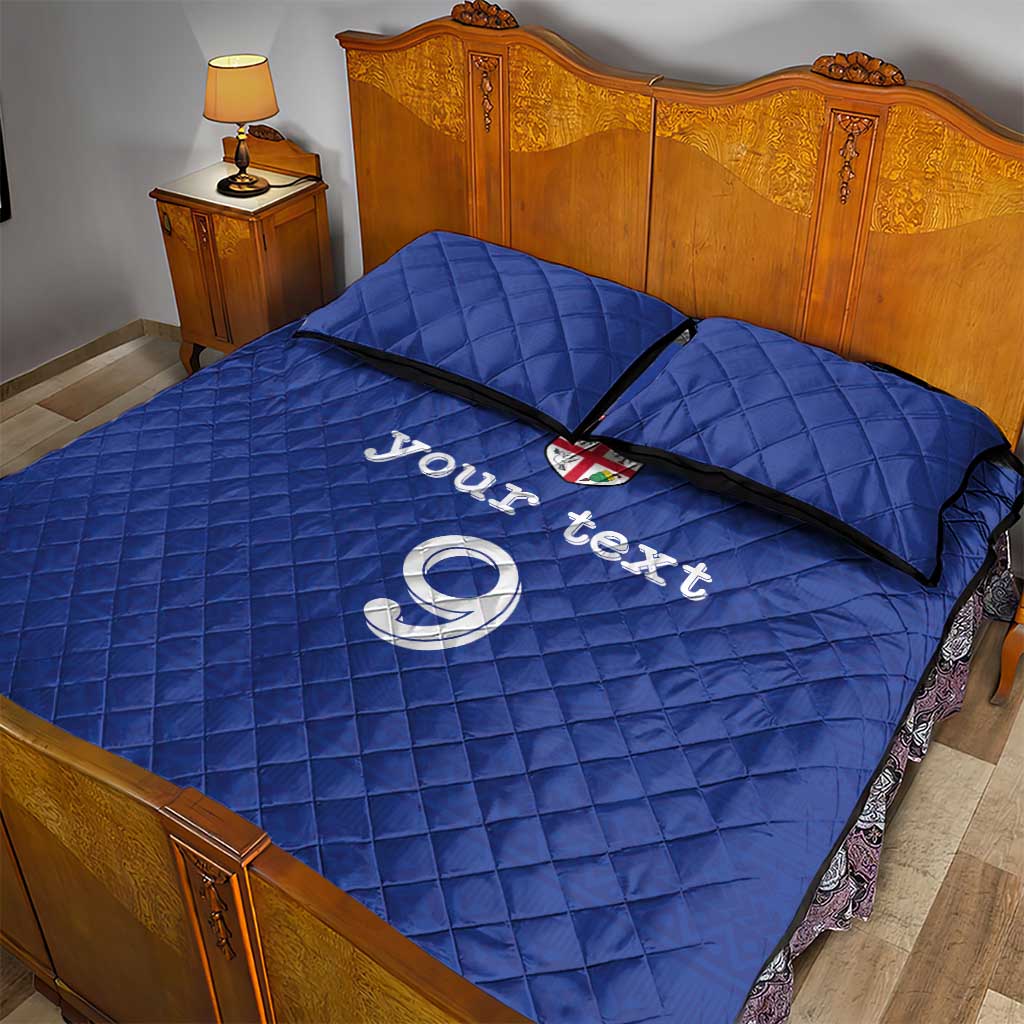 Custom Fijian Football Quilt Bed Set Tapa Pattern and Shark Tribal LT03 - Polynesian Pride