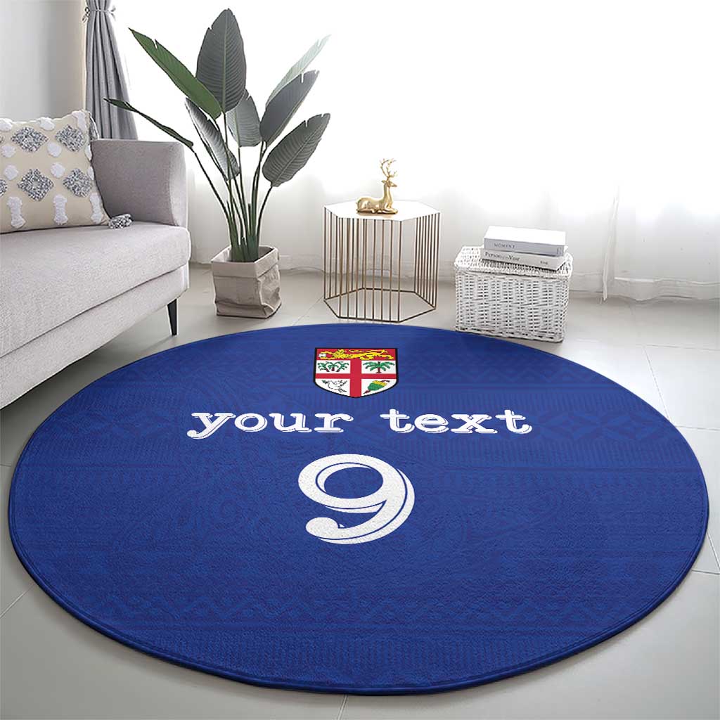 Custom Fijian Football Round Carpet Tapa Pattern and Shark Tribal LT03 - Polynesian Pride