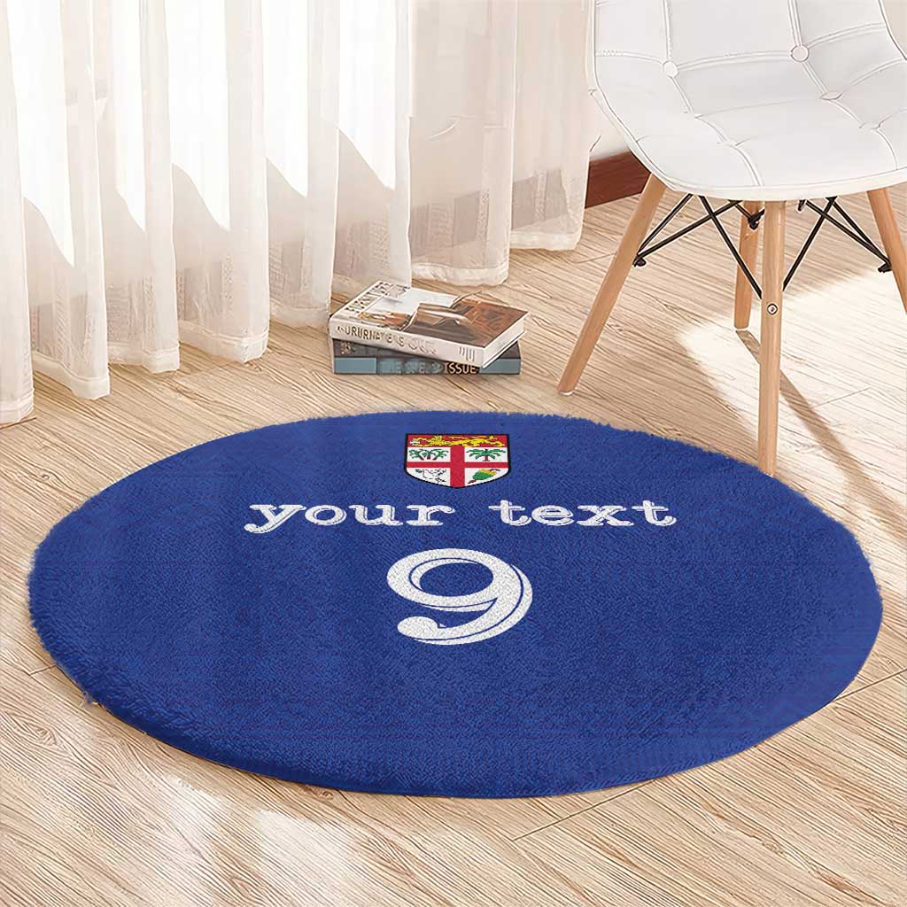 Custom Fijian Football Round Carpet Tapa Pattern and Shark Tribal LT03 - Polynesian Pride