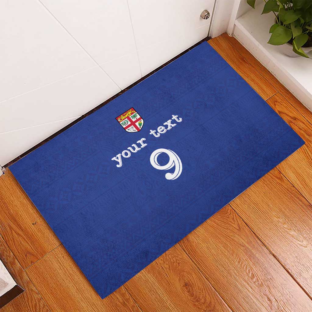 Custom Fijian Football Rubber Doormat Tapa Pattern and Shark Tribal LT03 - Polynesian Pride